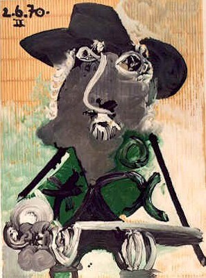 Пабло Пикассо. "Портрет мужчины в серой шляпе". 1970.